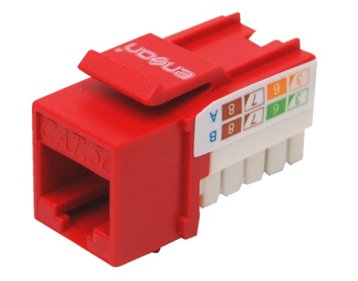 Conector modular jack rj45 enson epro-jack5e-rd serie pro, posicion vertical cat5e color rojo compatible con placas enson epro-f