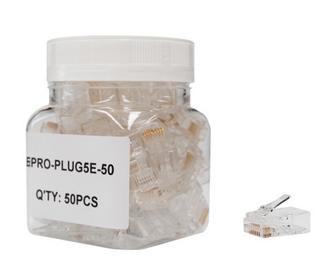 Plug facil ponchado enson epro-plug5e-50 bote de 50 pzs para cable utp cat5e con sistema de paso de cables passtru que facilita 