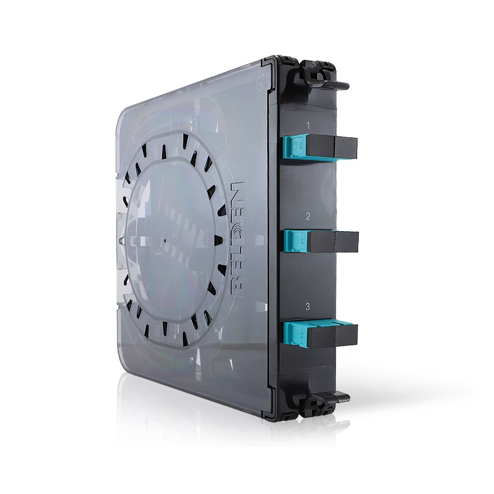 Módulo de 3 Adaptadores Belden de Fibra Óptica SC Dúplex Multimodo OM3 Aqua/Negro