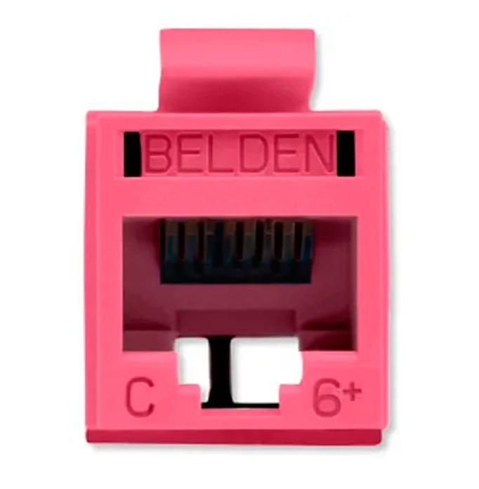 Conector modular jack rj45 cat6 revconnect belden rv6mjkutr-s1 estilo keyconnect rojo claro compatible con faceplate ax102660,ax