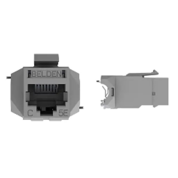 Conector modular jack rj45 cat5e blindado stp revconnect belden rv5mjksme-s1 estilo keyconnect color metal compatible con facepl