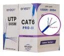 Cable utp cat6 enson 12263l305 serie pro-ii calibe 23 awg 100% cobre de alto rendimiento bobina de 305 metros forro pvc color az