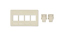 Adaptador modular keyconnect belden ax102291 3 puertos compatible con jacks cat6a cat6 cat5e fibra y coaxial color blanco uso in