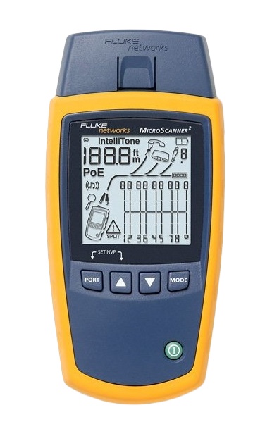 Kit profesional tester de red microscanner 2 fluke networks ms2-kit para comprobación de redes de voz, datos y video pantalla lc