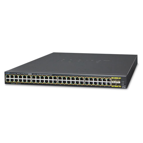 Switch planet gs-4210-48p4s administrable l2 /48 puertos rj45 velocidad de transmision 10/100/1000 mbps alimentacion poe activo 