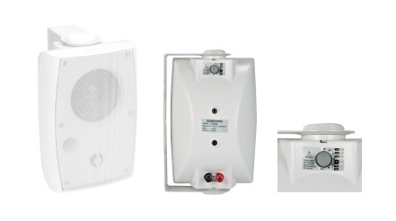 Altavoz de pared de 2 vías | woofer 4in + 1.5in | 2.5w - 20w | para sistemas 70/100v y 8 ohms | material abs | rejilla y bracket