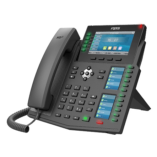 Teléfono ip empresarial con estándares europeos, 20 lineas sip con pantalla lcd a color, 60 teclas dss/blf, puertos gigabit, ipv