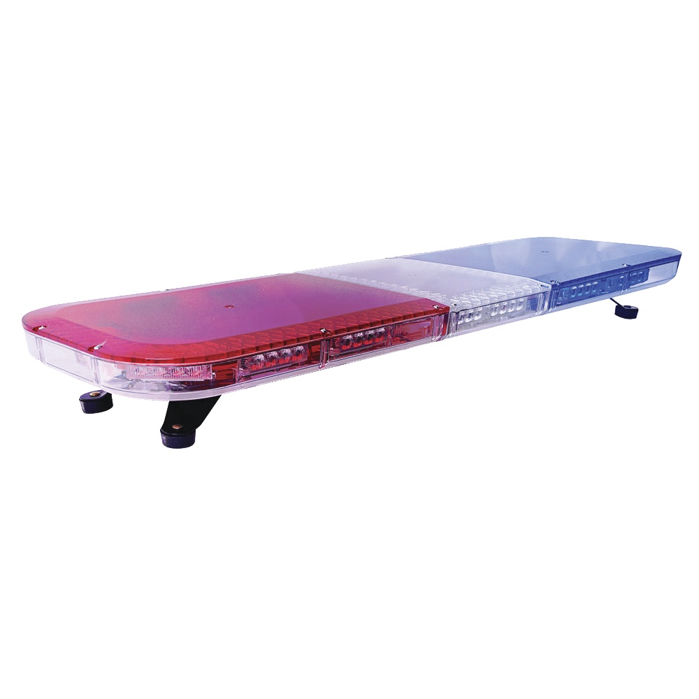 Barra de luces de 47" rojo/azul, 88 led, con control de tráfico en color ámbar, ideal para equipar unidades de seguridad publica
