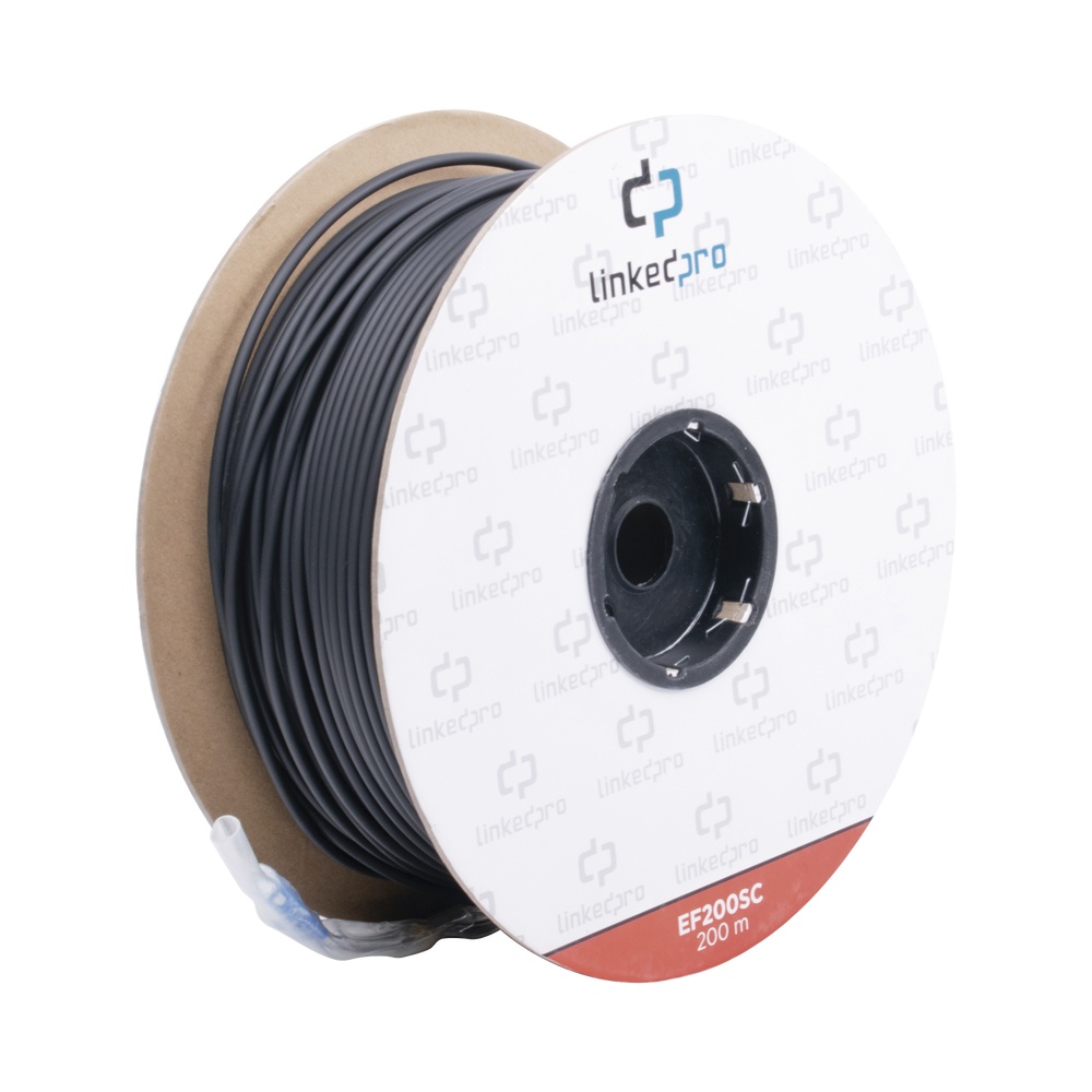 Carrete de fibra óptica monomodo con conectores sc-sc duplex, reforzada con kevlar, de 200 metros