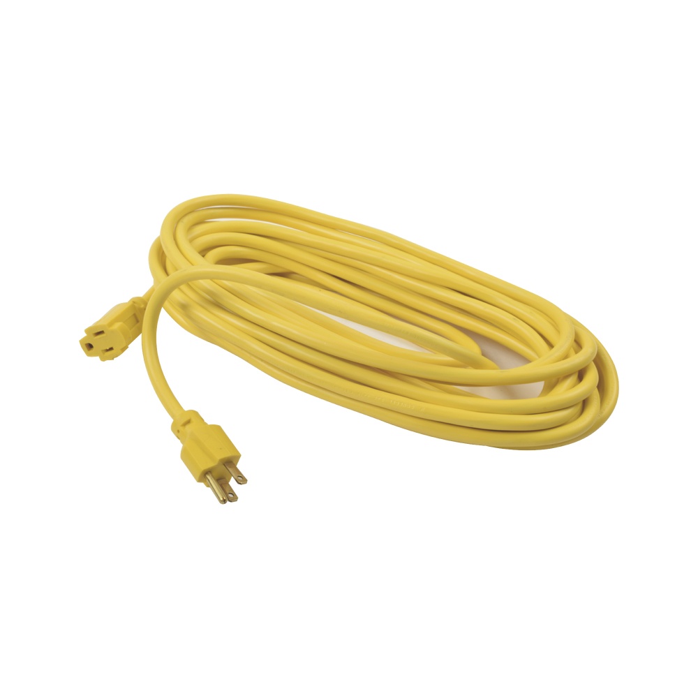 Extensión eléctrica de uso rudo aterrizada 10 metros, (127vca/ 10a máximo) clavija 3 patas con 1 salida color amarilla