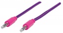 Cable estereo a ipod m-m 1.0m textil rosa/morado 1.0m blister