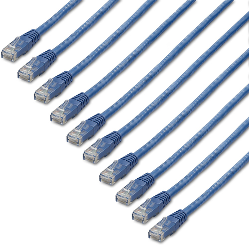 Cable de red rj45 cat6 azul de 1.8m - pack de 10 - moldeado