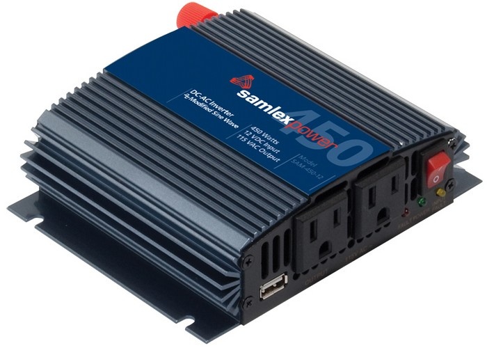 Inversor de corriente (cd-ca). potencia nominal 450 w, ent:12vcd, sal: 115vca 60 hz