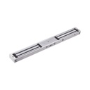 Chapa magnética doble para aplicación en puertas de doble hoja. 1200 lbs(x 2). led indicador ultrabrillante