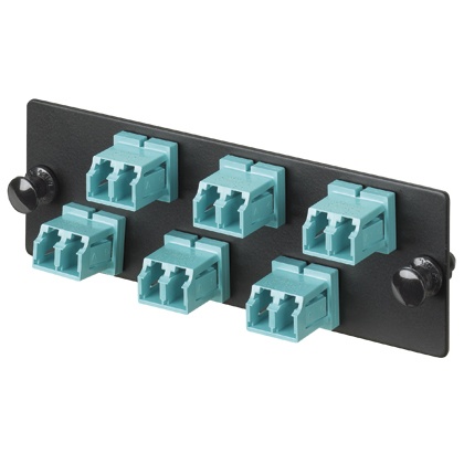 Panel de 6 Adaptadores de Fibra Óptica LC Panduit FAP6WAQDLCZ 10Gig Dúplex Multimodo