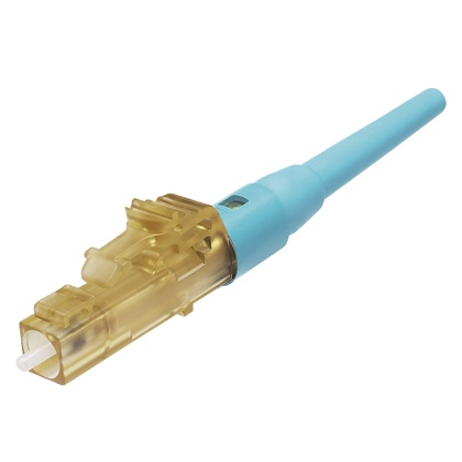 Conector de fibra óptica lc simplex opticam, multimodo 50/125 om3/om4, pre-pulido, color aqua