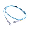 Jumper de fibra óptica multimodo 50/125 xglo om3, lc-lc duplex, ofnr, color aqua, 2 metros