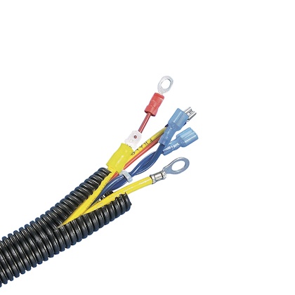 Tubo corrugado abierto para protección de cables, .38in (9.7 mm) de diámetro, 30.5 m de largo, color negro