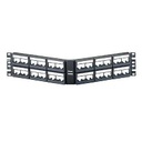 Panel de parcheo modular mini-com (sin conectores), angulado, sin blindaje, con etiqueta y cubierta, de 48 puertos, 2ur