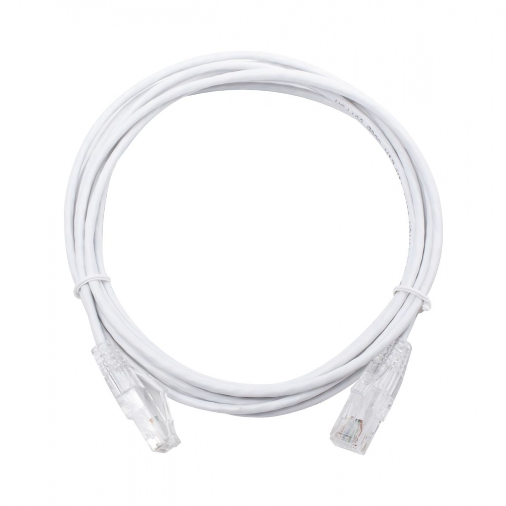 Cable de parcheo slim utp cat6 - 3 m blanco diámetro reducido (28 awg)