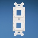 Marco de módulo dúplex, para placas frontales estándar nema 106, acepta 2 módulos keystone, color blanco