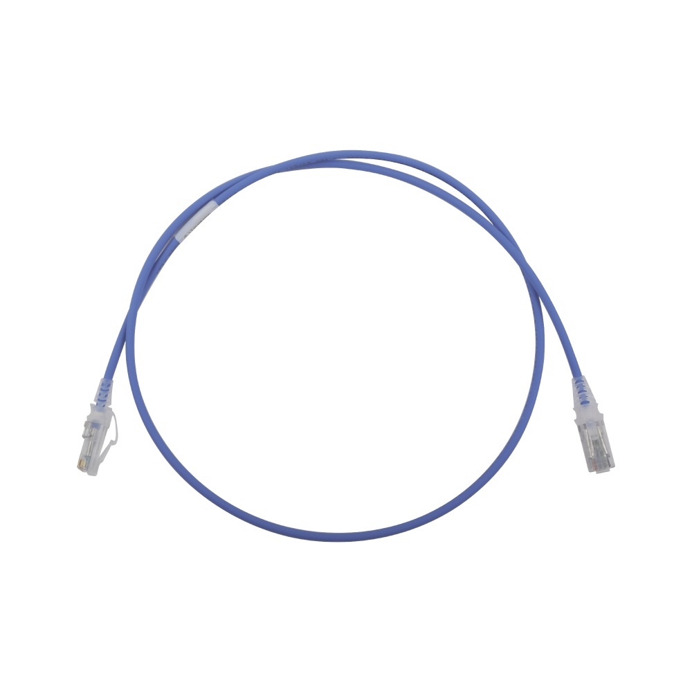 Patch cord mc6 modular cat6 utp, cm/ls0h, 3ft, color azul, diámetro reducido (28awg)