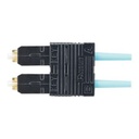 Conector de fibra óptica sc duplex opticam, multimodo 50/125 om3/om4, pre-pulido, color aqua