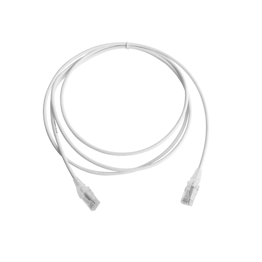 Patch cord mc6 modular cat6 utp, cm/ls0h, 7ft, color blanco, diámetro reducido (28awg), versión bulk (sin empaque individual)
