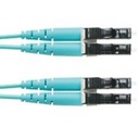 Jumper de fibra optica multimodo 50/125 om4, lc-lc duplex, ofnr (riser), color aqua, 9 metros