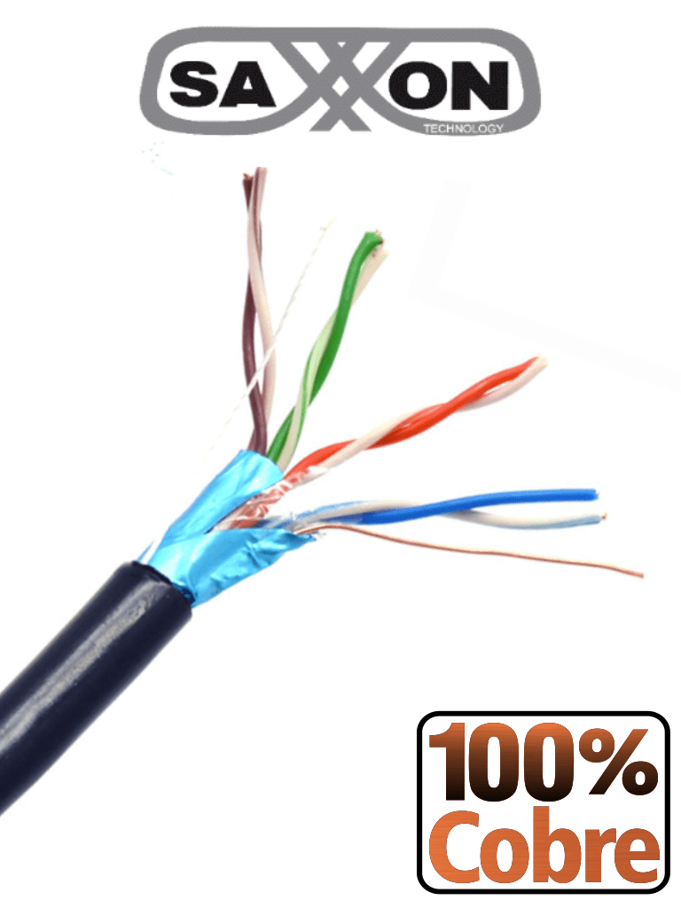 Saxxon oftpcat5ecope305n - bobina de cable ftp cat5e 100% cobre/ 305 metros/ blindado/ color negro/ uso exterior/ ideal para cab