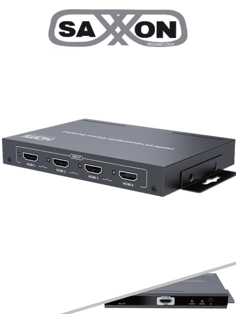 Saxxon lkv401ms- switch de video hdmi de 4 entradas y 1 salida/ resolución 1080p@60hz/ múltiples modos de vista: modo dual y 3 m