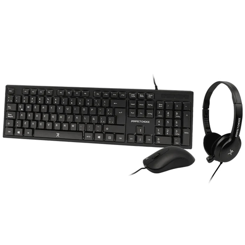 Teclado Mouse y Audífonos 3.5mm Perfect Choice Negro