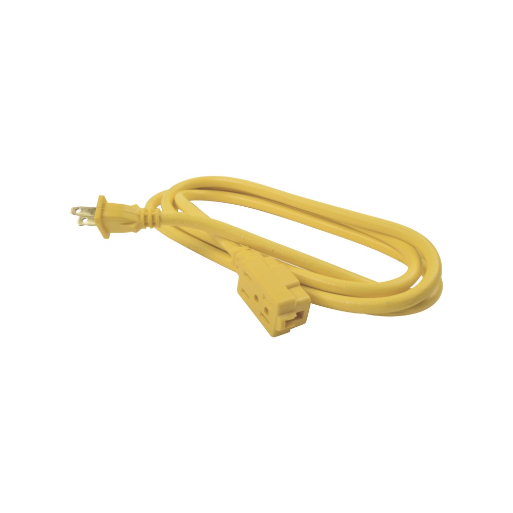 Extensión eléctrica de uso rudo 2 metros, (127vca/ 10a máximo) clavija 2 patas con 3 salidas color amarilla.