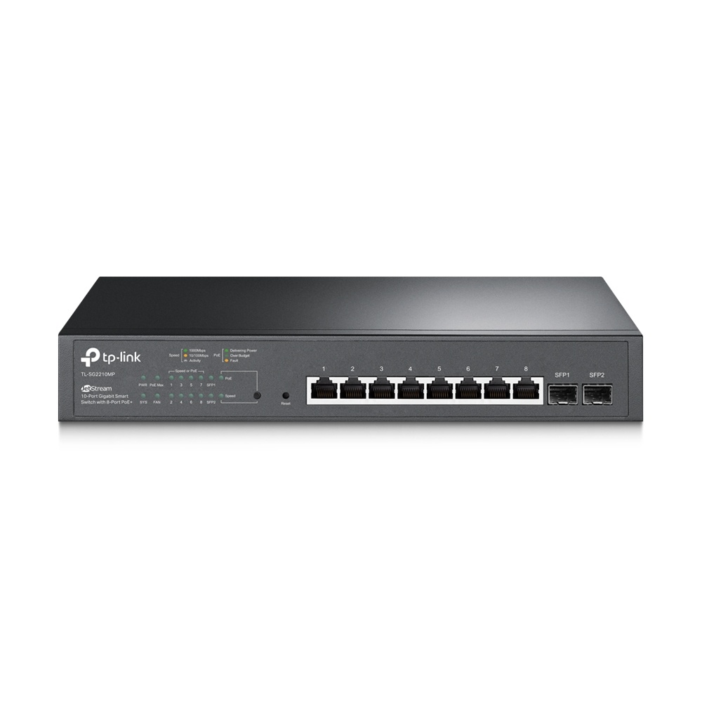 Switch TP-Link Gigabit Ethernet TL-SG2210MP 8 Puertos 10/100/1000Mbps + 2 Puertos SFP 20Gbit/s 8000 Entradas Gestionado