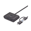 Hub usb-a/c 3.0 4 en 1 | con conector usb-c | 4 puertos usb-a 3.0 (5gbps) | cable de 25cm | indicador led | ideal para transferencia de datos | entrada micro usb para alimentar equipos de mayor consumo.
