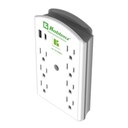 Koblenz Supresor de Pared SS-1100 USB, 9 Contactos, 2x USB, 1100 Joules, 120V, Blanco