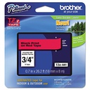Cinta brother tze441 laminada texto negro sobre fondo rojo 18mmx8m pt300/310b/330/530