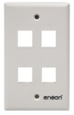 Placa de pared (faceplate) enson epro-fp40 compatible con jack keystone 4 puertos color blanco, uso en interior, ideal para cone