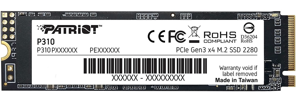Unidad SSD Patriot P310 NVMe 480GB PCI Express 3.0 M.2