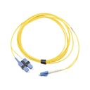 Jumper de fibra óptica monomodo (os2), xglo, lc/upc-sc/upc duplex, ofnr, color amarillo, 3 metros